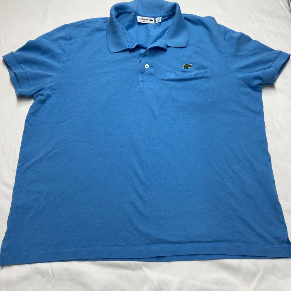 Lacoste Mens Regular Fit Blue Pique Polo Shirt Short Sleeve Size XXL F8455